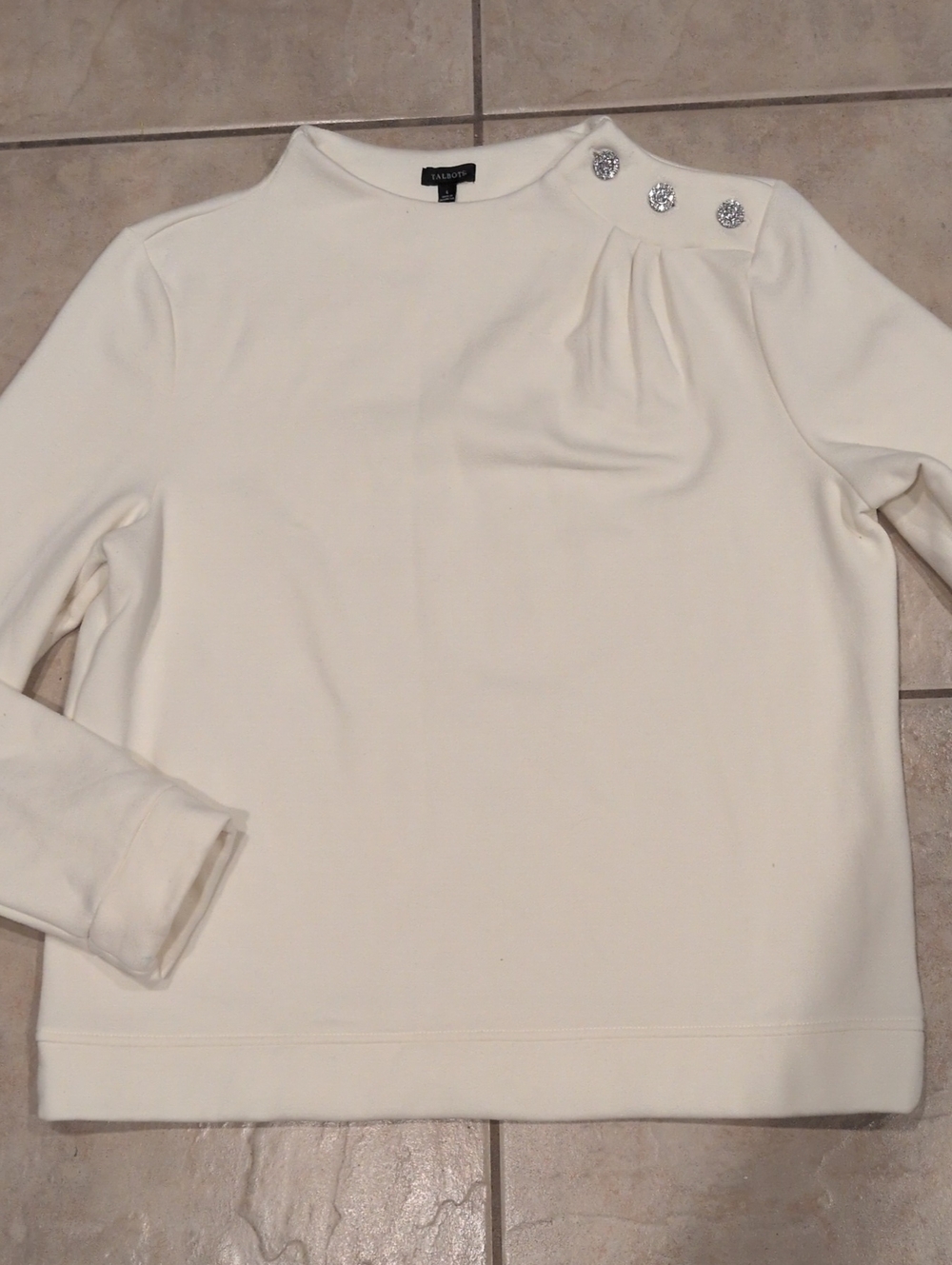 Talbots Pullover Sweatshirt With Silver Buttons Size Large
